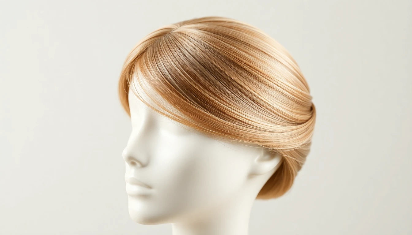 Silk base hair topper close-up on skin-like realistic parting, Made in India