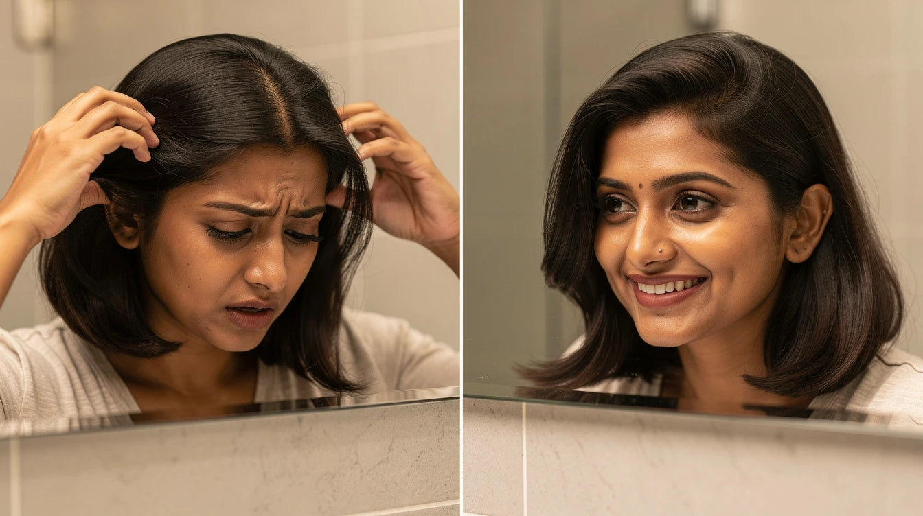 Hair extensions vs hair transplant for women — before and after hair topper transformation | Hair Extensions Luxe