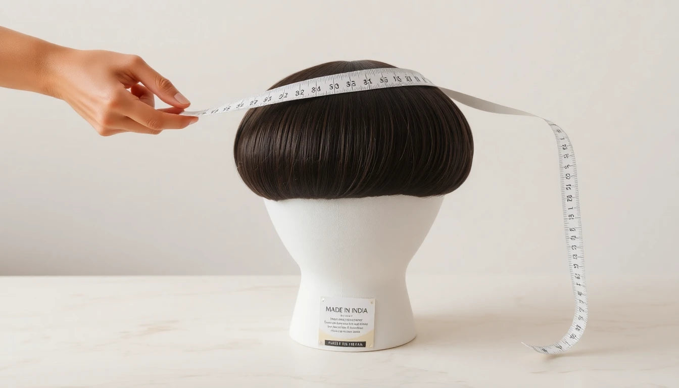Measuring a hair topper base size over the crown