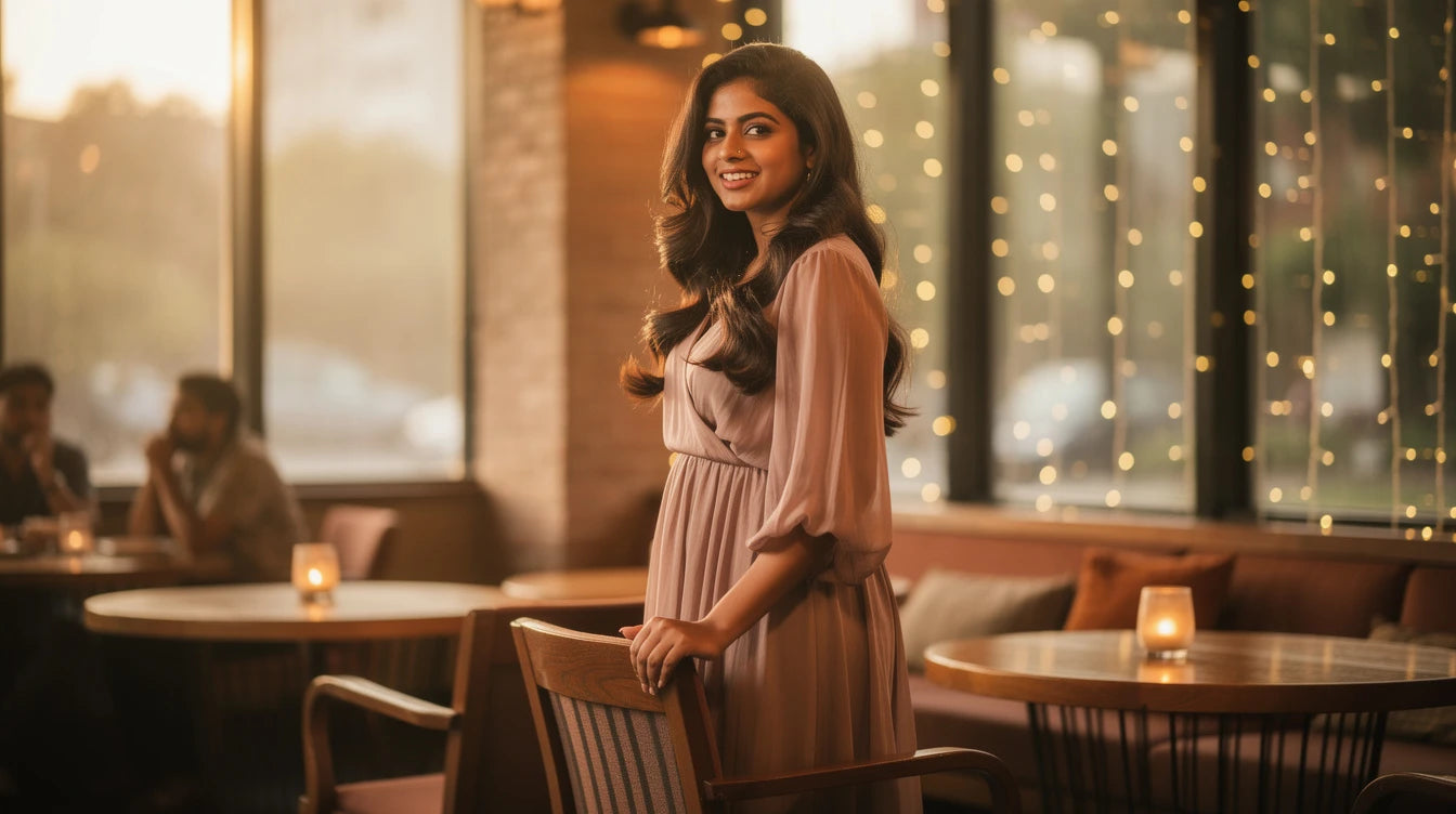 Date night hairstyles with extensions India — soft romantic waves with voluminous clip-in extensions | Hair Extensions Luxe