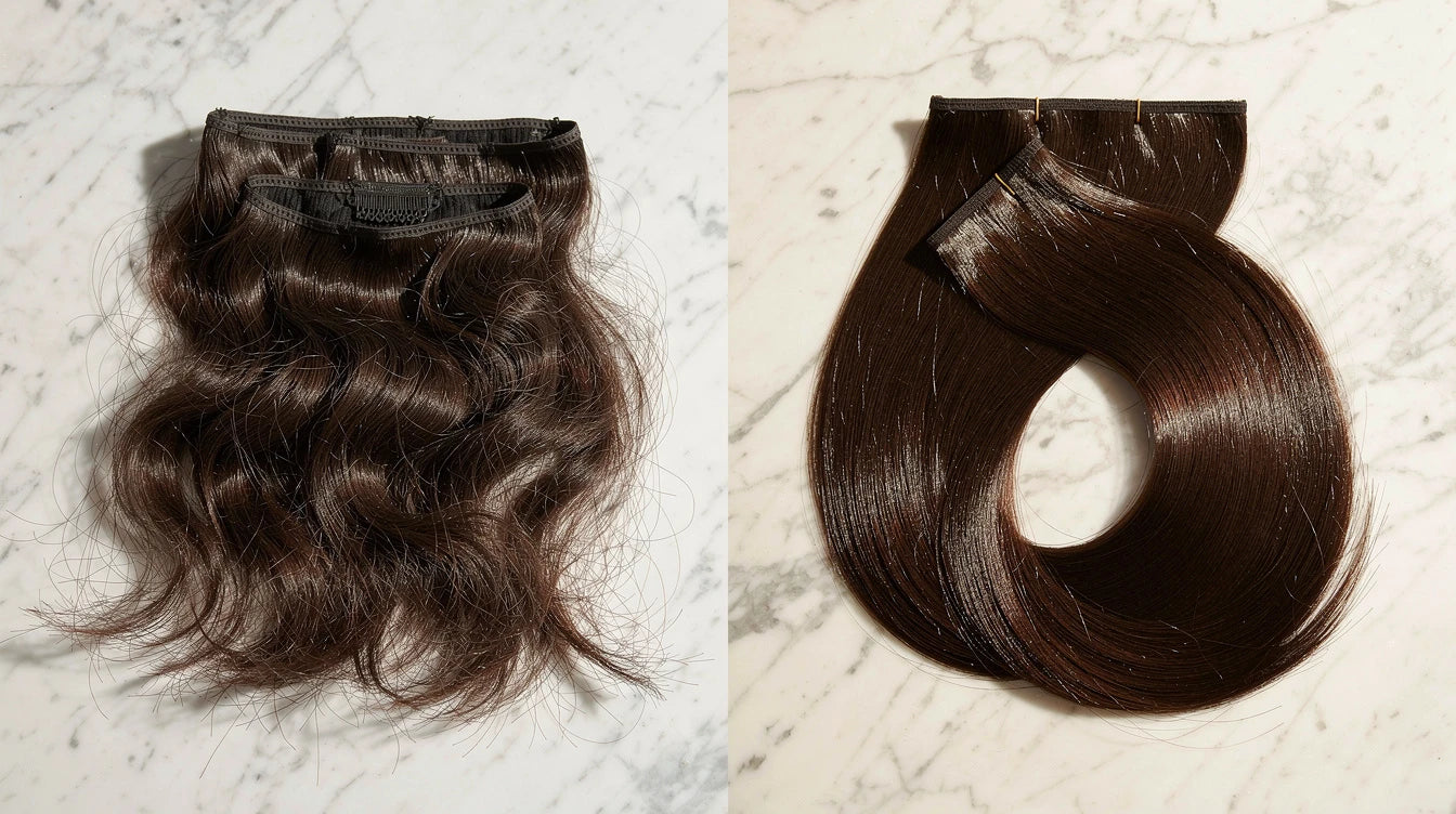 Cheap vs expensive hair extensions difference — side by side comparison of budget and premium hair extensions | Hair Extensions Luxe