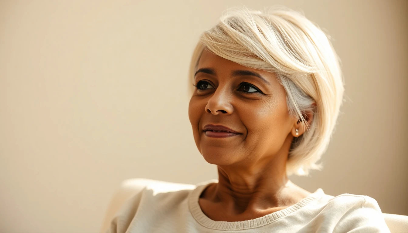 Woman wearing a natural wig during chemotherapy hair loss