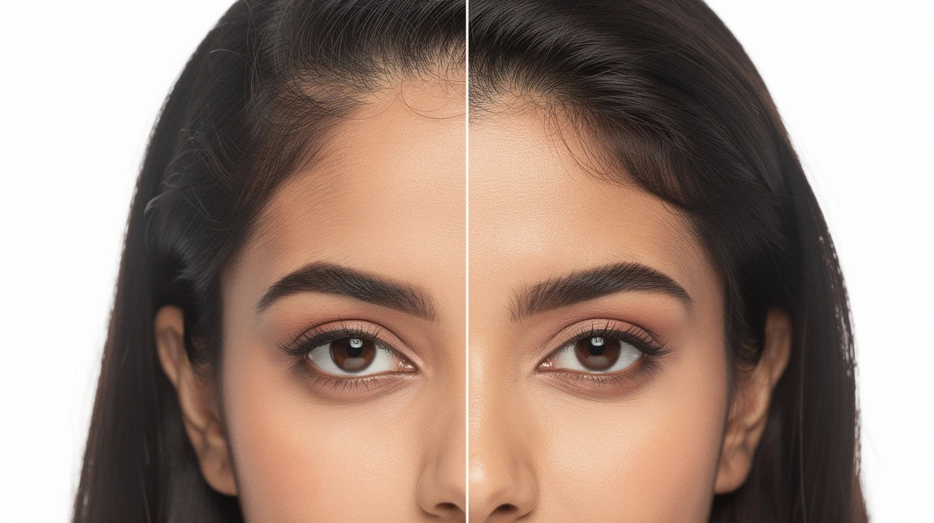 Hair extensions for receding hairline in women India — before and after hairline restoration with frontline extensions | Hair Extensions Luxe