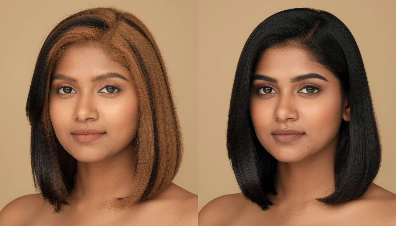 Hair extension mistakes — poor colour match vs perfect blend comparison | Hair Extensions Luxe