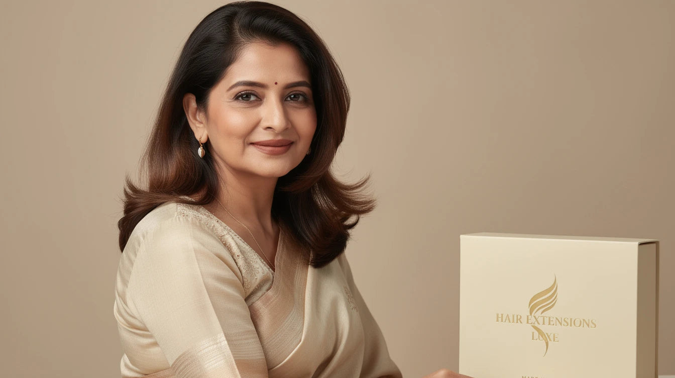 Woman with diffuse all-over thinning and full-coverage solution, Made in India