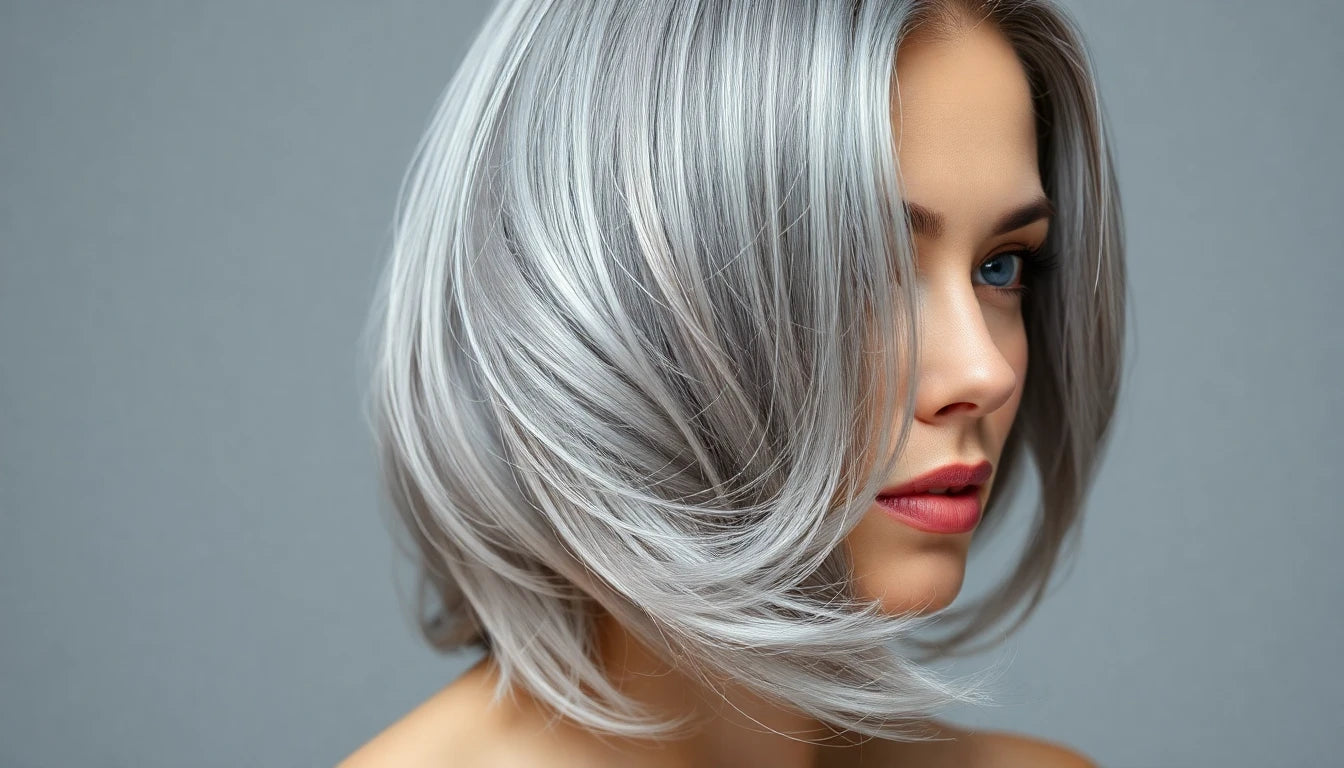Grey salt-and-pepper hair topper matched naturally