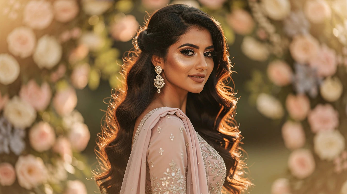 Half up half down hairstyles with extensions India — romantic wave tutorial | Hair Extensions Luxe