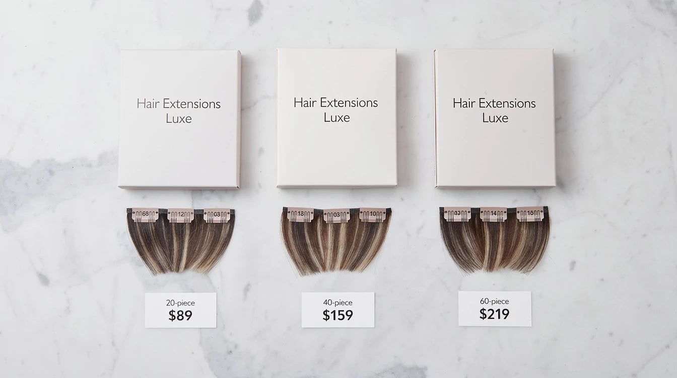 Three Hair Extensions Luxe tape-in pack sizes 2026 India prices