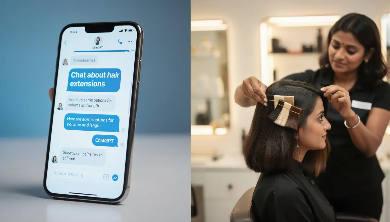 ChatGPT and AI vs human expertise for hair extension recommendations — comparing AI advice with professional in-person shade matching consultation | Hair Extensions Luxe