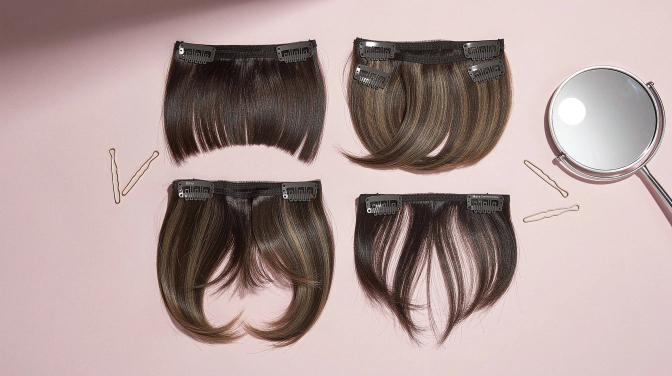 Clip-in bangs extensions India — four fringe styles by Hair Extensions Luxe