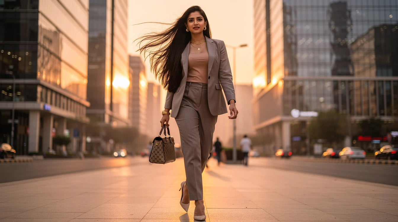Stylish woman with hair extensions in Gurugram — guide to best shops salons and prices in Gurgaon 2026