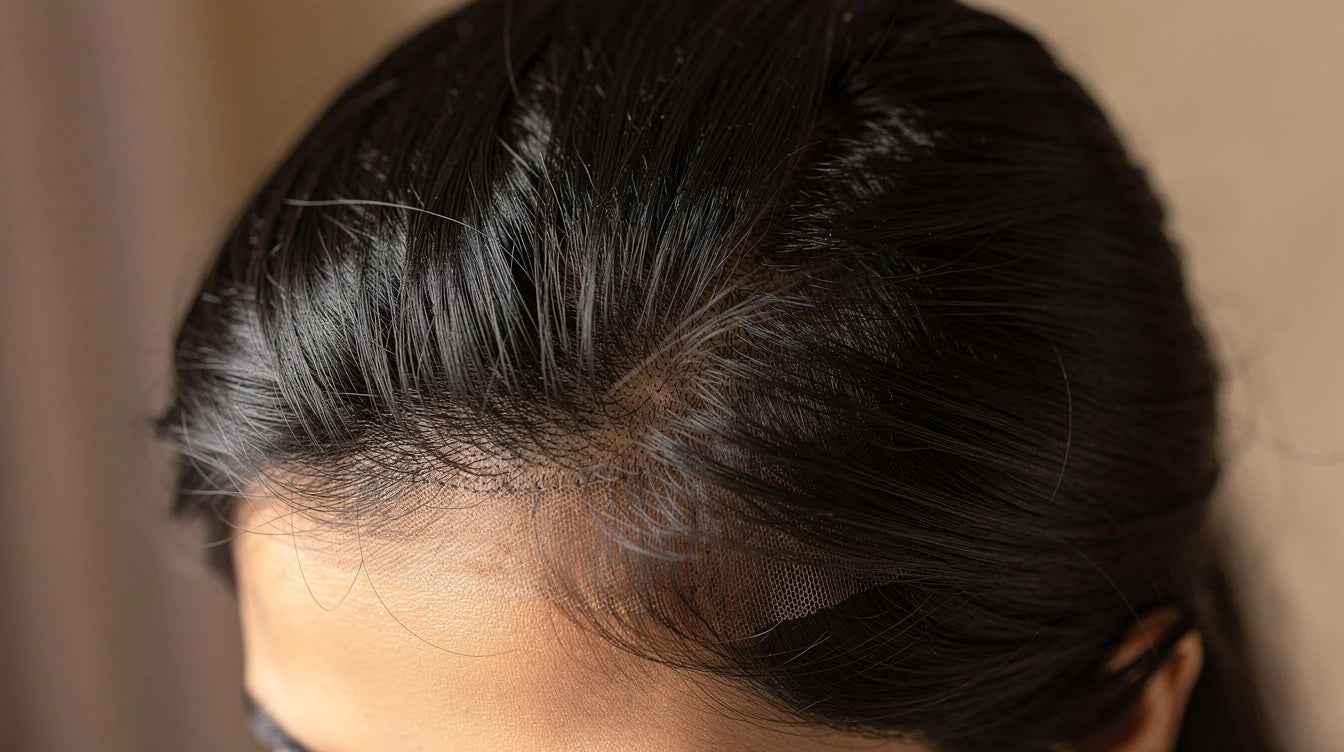 Hair topper for women blended naturally on Indian hair — scalp topper guide | Hair Extensions Luxe
