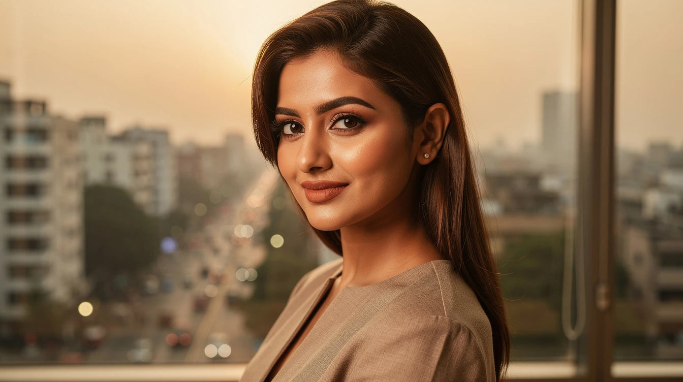 Indian woman wearing a natural-looking full head wig in Delhi — complete buying guide for hair wigs for women