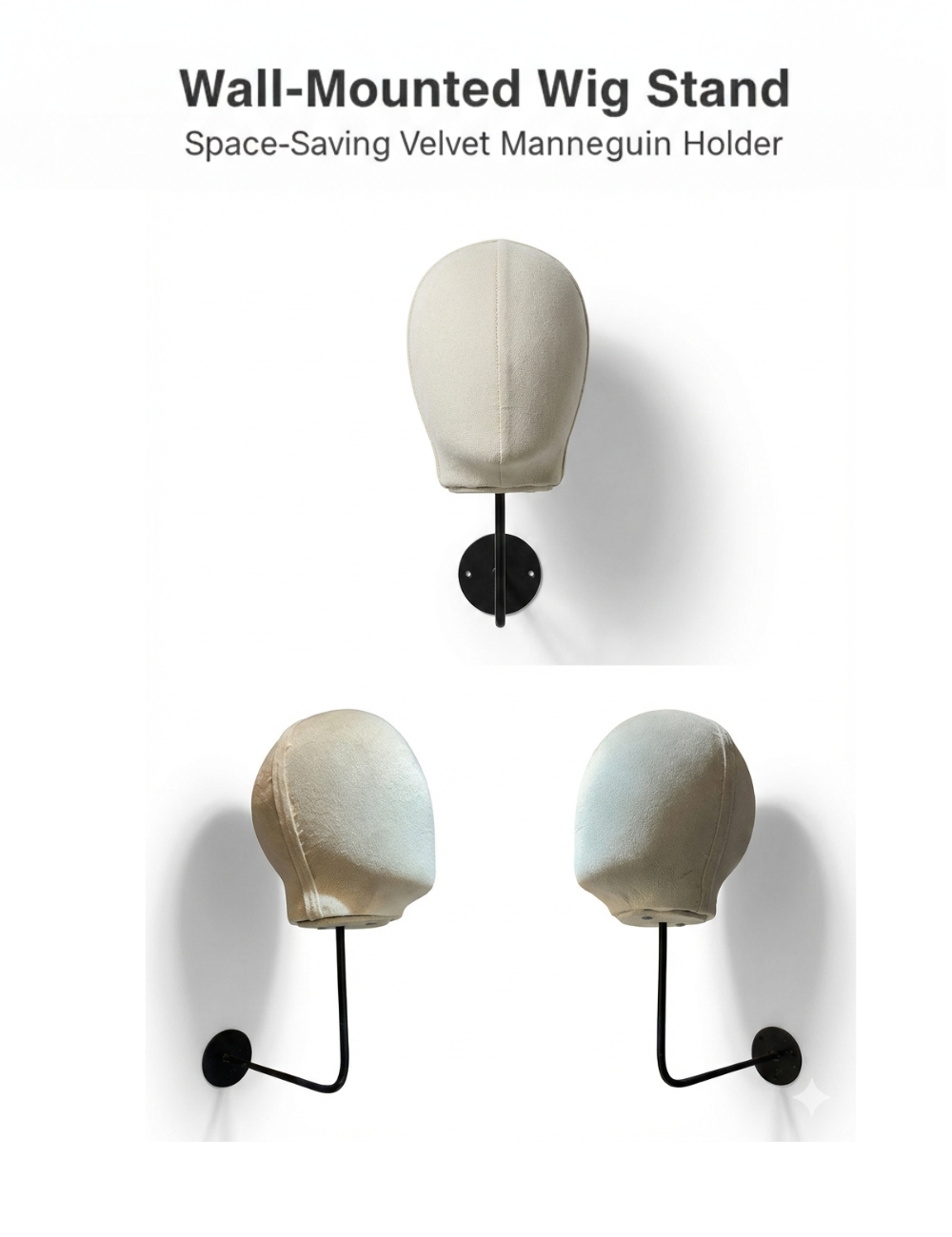 Wall Mount Wig Dummy Head - Premium Mannequin Stand for Wigs, Toppers & Extensions