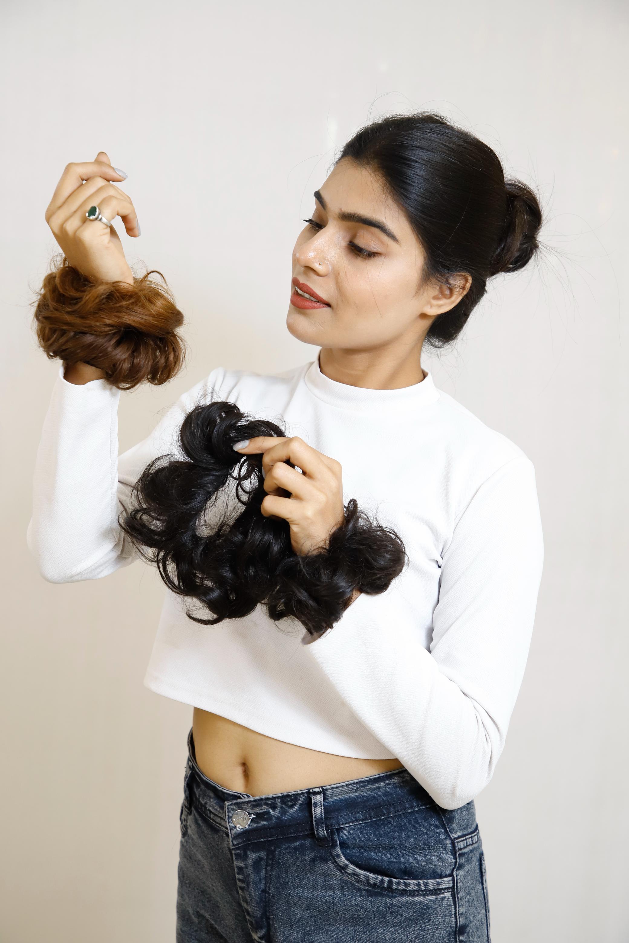 Donut Scrunchie Hair Extension – Real Hair Bun Maker for Instant Volume & Natural Look