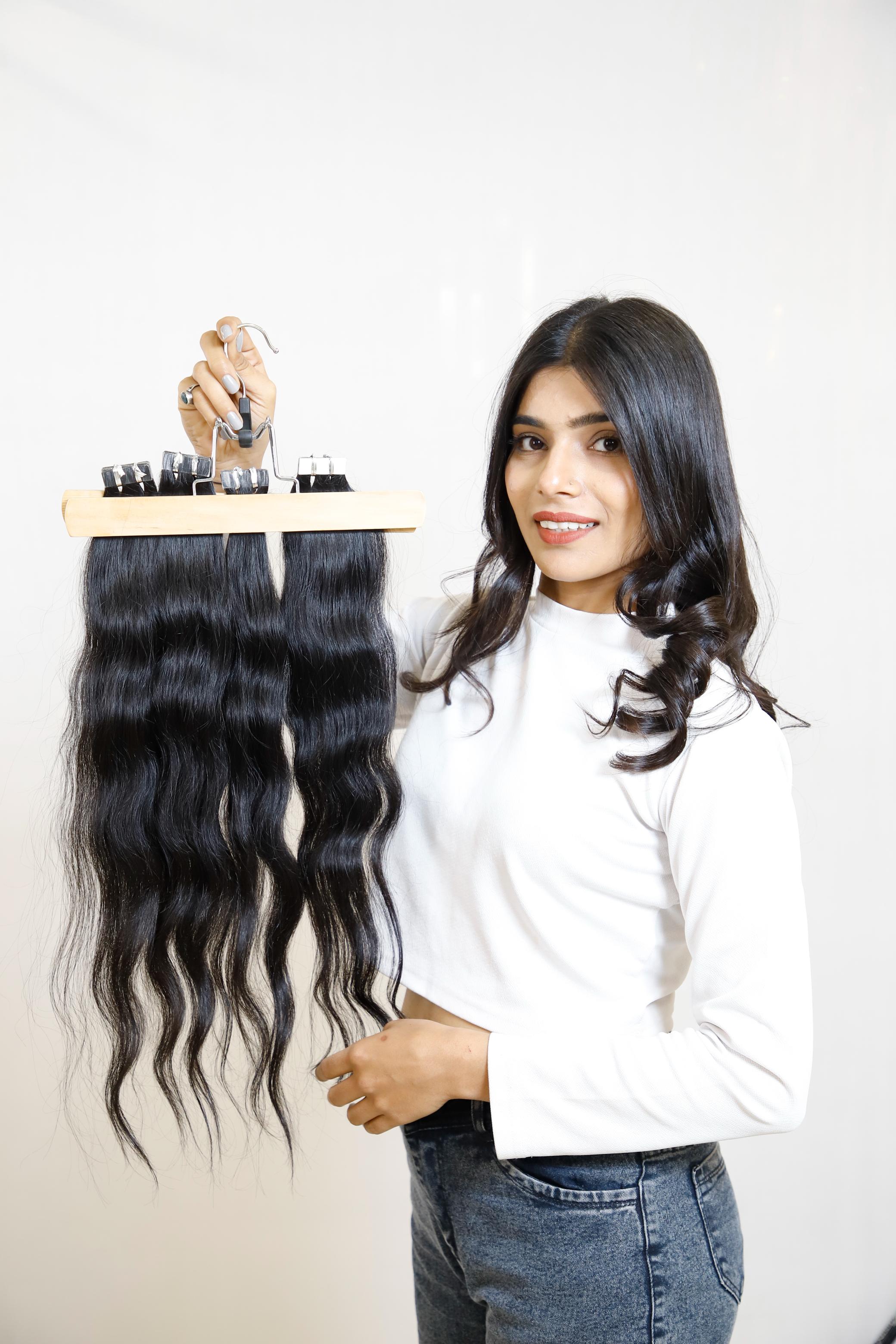Tape-In Hair Extensions – 100% Remy Human Hair | Seamless, Natural Look, Reusable & Long-Lasting