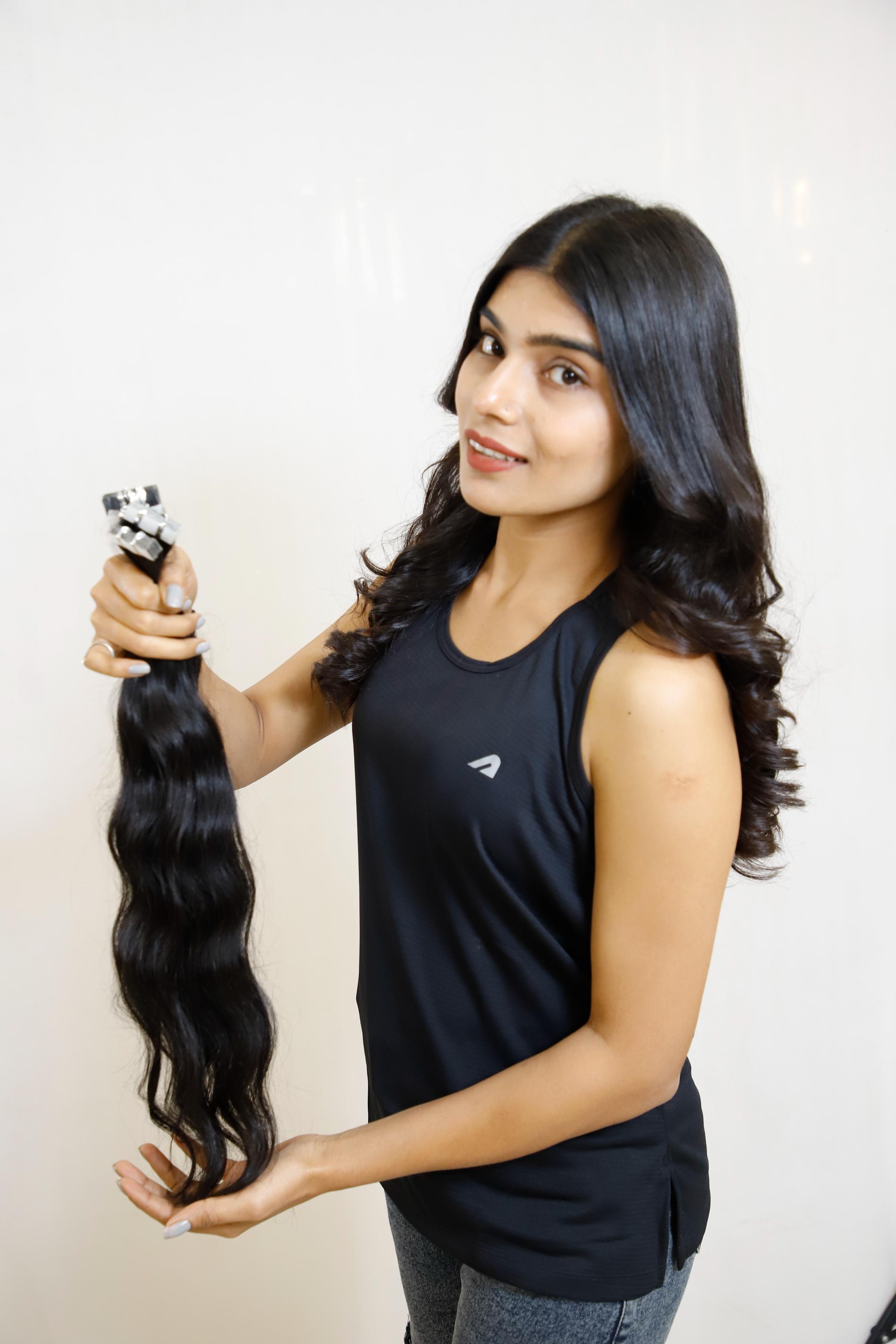Tape-In Hair Extensions – 100% Remy Human Hair | Seamless, Natural Look, Reusable & Long-Lasting