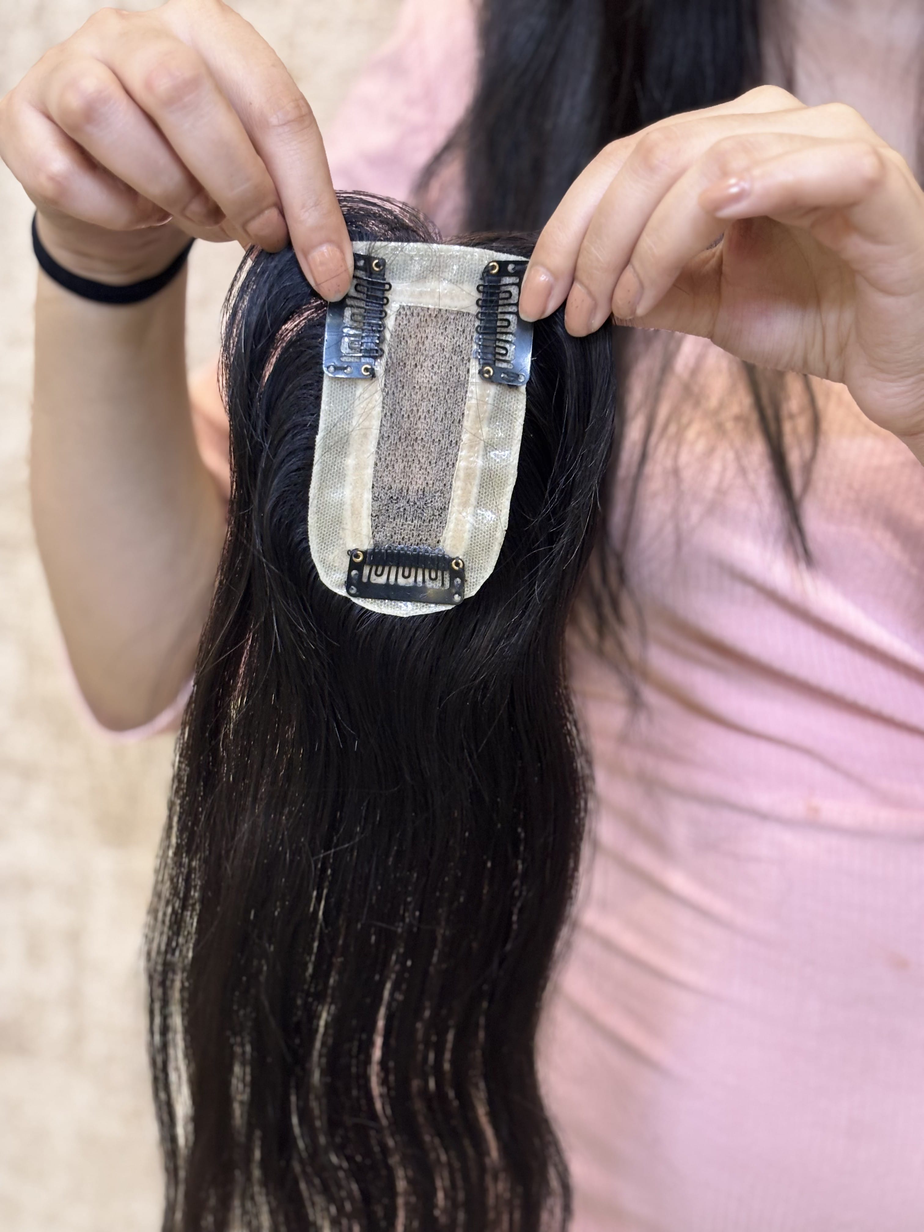 Hair Extensions Luxe Hair Loss Solution Hair Patch for Bald Spots | Silk Base | Natural Black | Straight | Remy Hair India