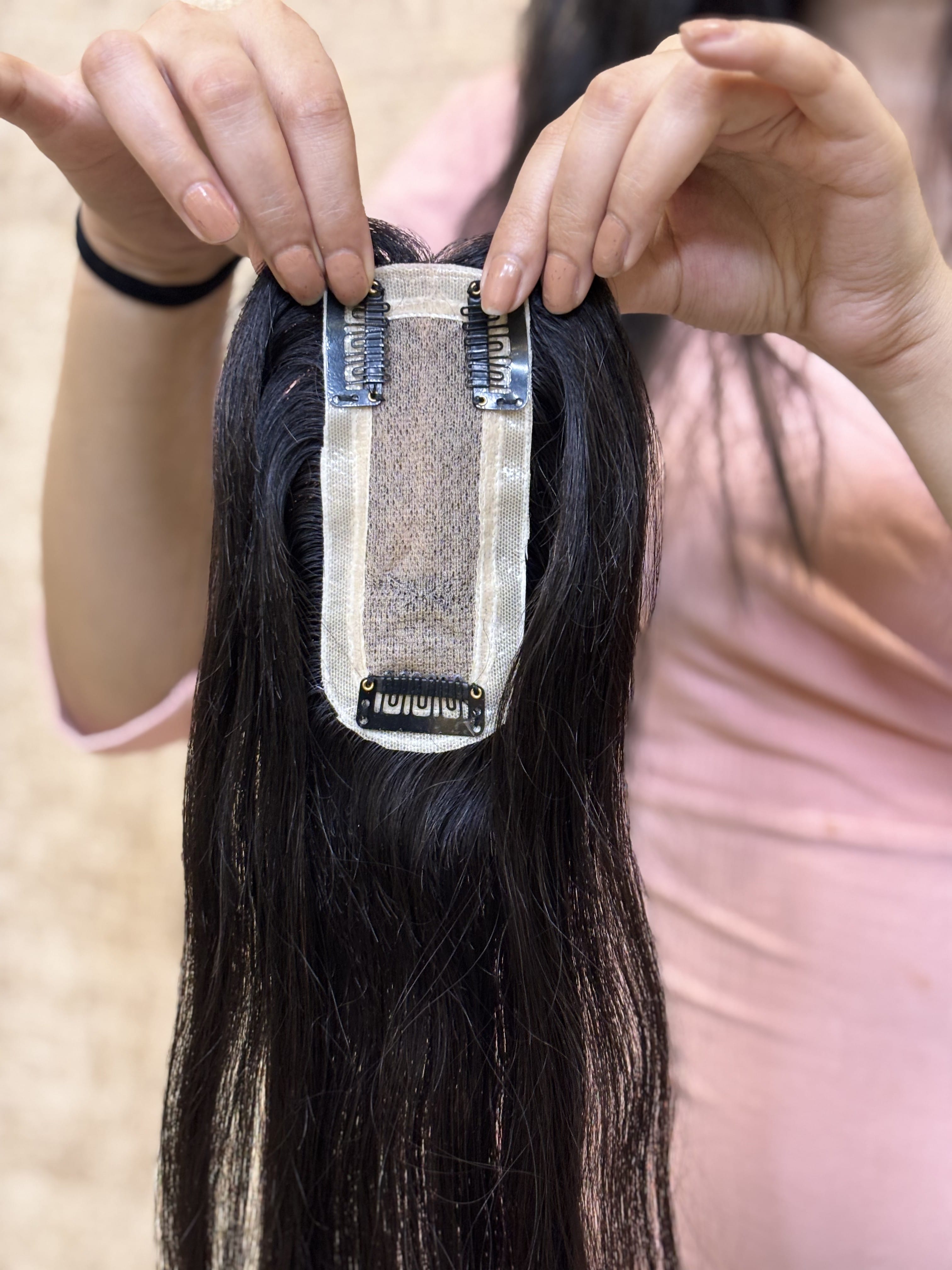Hair Extensions Luxe Hair Loss Solution Hair Patch for Bald Spots | Silk Base | Natural Black | Straight | Remy Hair India