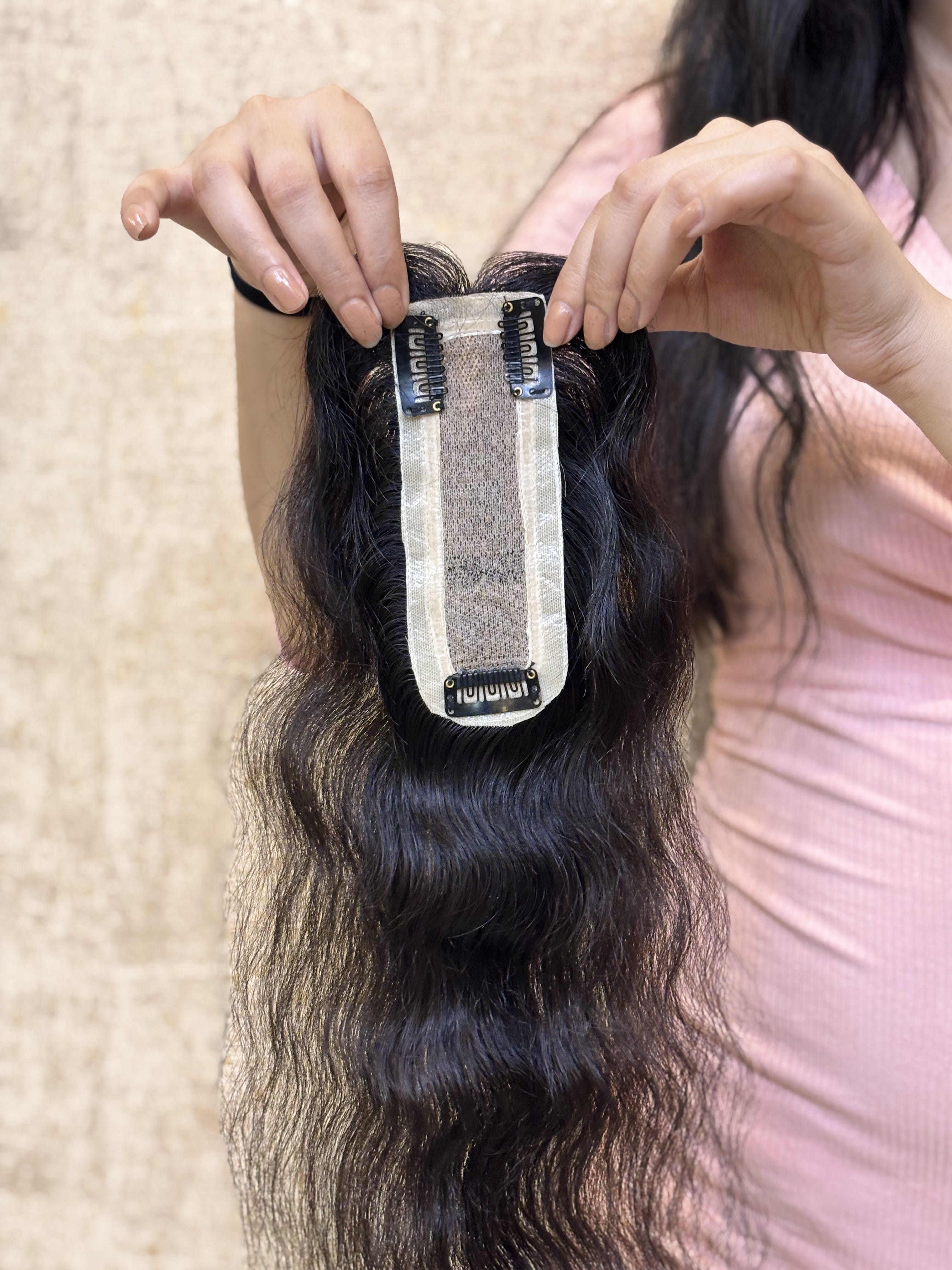 Hair Extensions Luxe Hair Loss Solution Hair Patch for Bald Spots | Silk Base | Natural Black | Straight | Remy Hair India