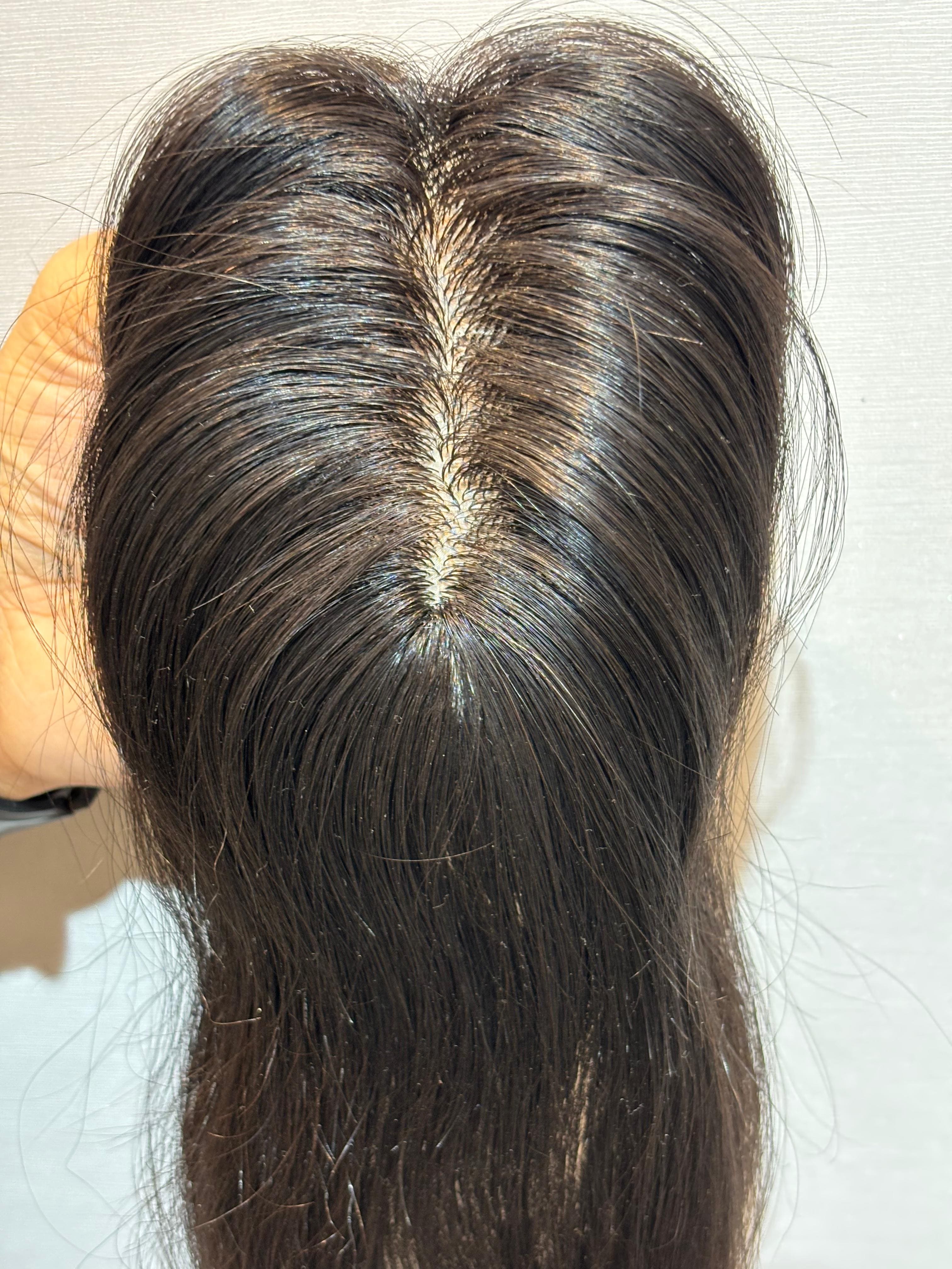 Hair Extensions Luxe Hair Loss Solution Ponytail-Friendly Hair Topper | Silk Base | Natural Black | Straight | Remy Hair India