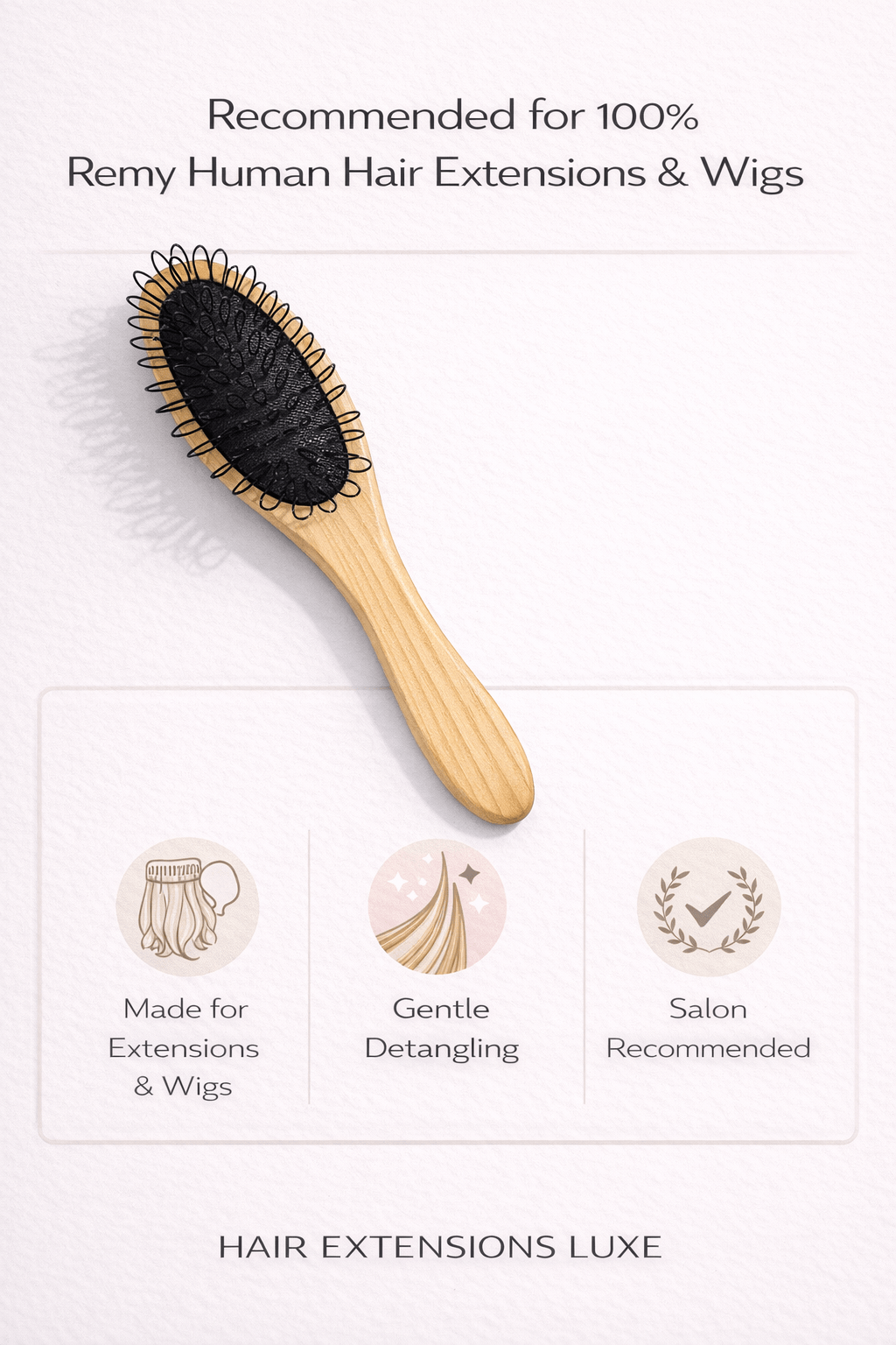 Hair Extensions Luxe Hair Extension Tools Hair Extension Loop Brush - Wooden Detangling Brush for Extensions & Wigs